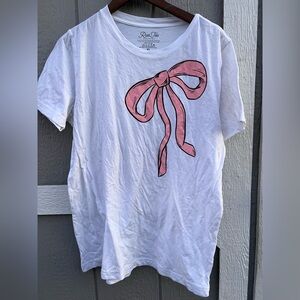 Women’s white t Shirt with Pink Bow Design